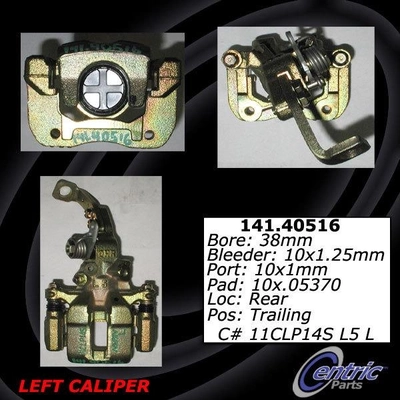 Rear Left Rebuilt Caliper With Hardware by CENTRIC PARTS - 141.40516 pa13