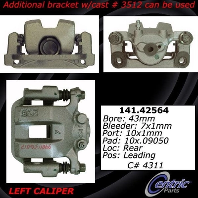 Rear Left Rebuilt Caliper With Hardware by CENTRIC PARTS - 141.42564 pa3