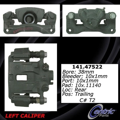 Rear Left Rebuilt Caliper With Hardware by CENTRIC PARTS - 141.47522 pa1