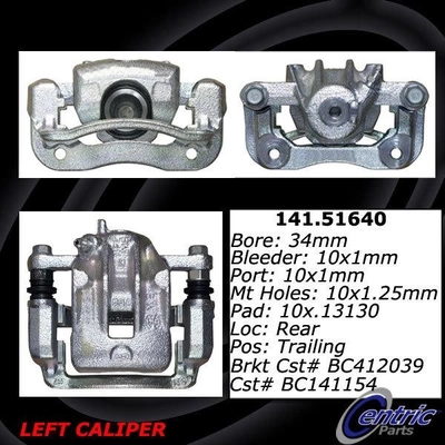 Rear Left Rebuilt Caliper With Hardware by CENTRIC PARTS - 141.51640 pa4