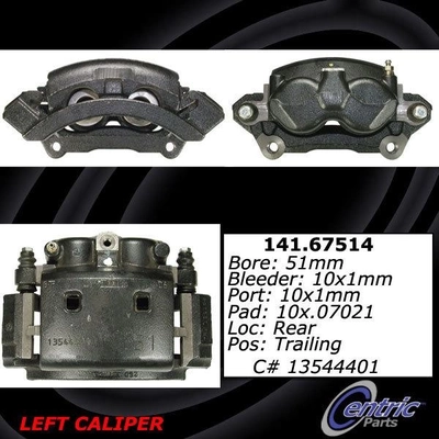 Rear Left Rebuilt Caliper With Hardware by CENTRIC PARTS - 141.67514 pa13