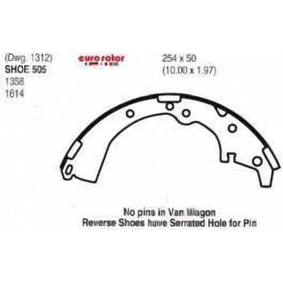 Rear New Brake Shoes by EUROROTOR - 505 pa3