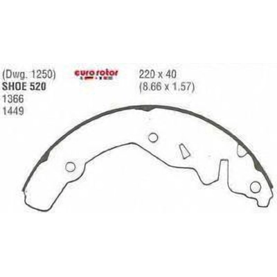 Rear New Brake Shoes by EUROROTOR - 520 pa3