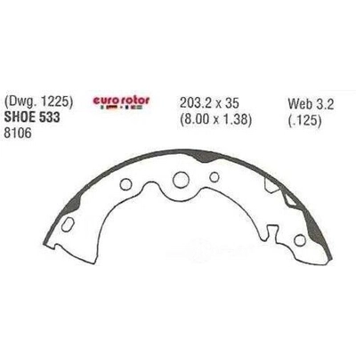 Rear New Brake Shoes by EUROROTOR - 533 pa3