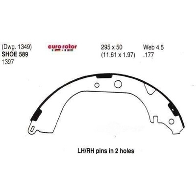 Rear New Brake Shoes by EUROROTOR - 589 pa3