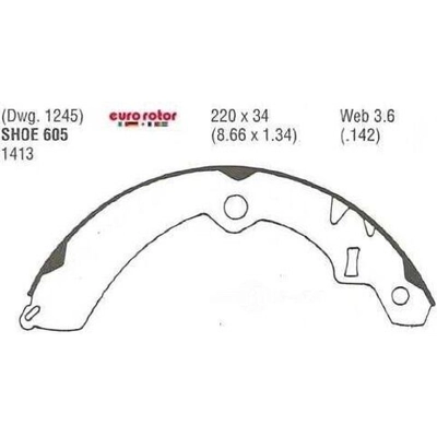 Rear New Brake Shoes by EUROROTOR - 605 pa3