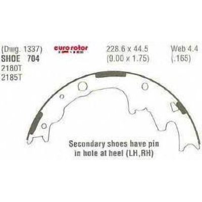 Rear New Brake Shoes by EUROROTOR - 704 pa2