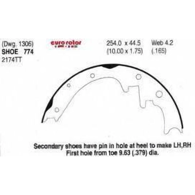 Rear New Brake Shoes by EUROROTOR - 774 pa1