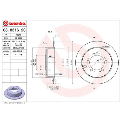 Rear Premium Rotor by BREMBO - 08.8316.20 pa1