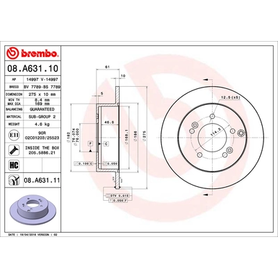 BREMBO - 08.A636.11 - Brake Disc pa2