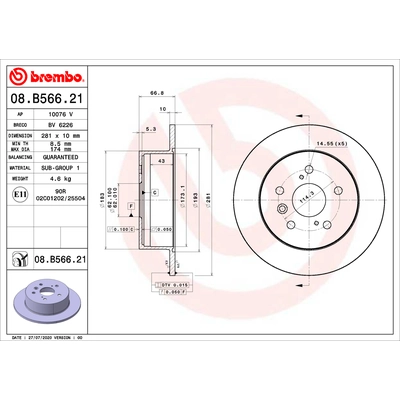 BREMBO - 08.B566.21 - Brake Disc pa2