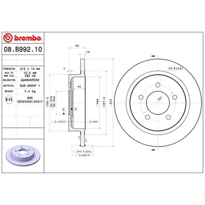 BREMBO - 08.B992.10 - Rear Brake Rotor pa2