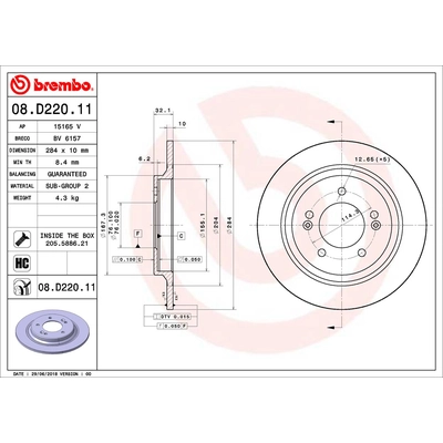 BREMBO - 08.D220.11 - Brake Disc pa2