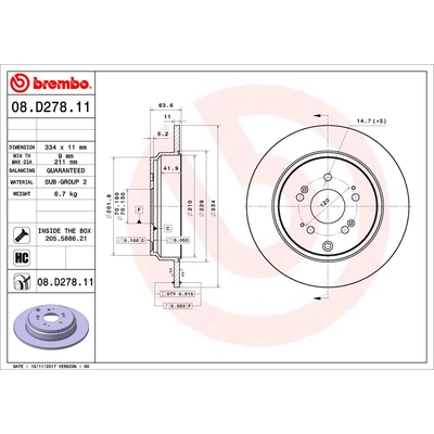 BREMBO - 08.D278.11 - Brake Disc pa2