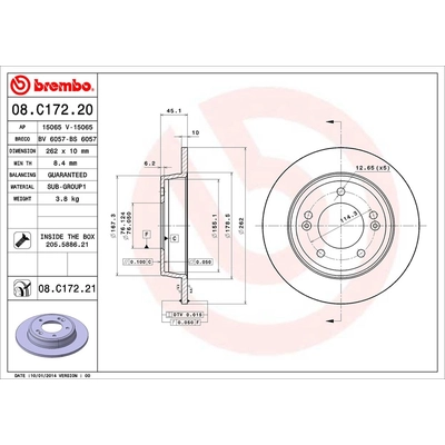 Rear Premium Rotor by BREMBO - 08.C172.21 pa3