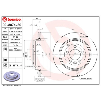 BREMBO - 09.8874.31 - Brake Disc pa2