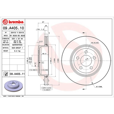 BREMBO - 09.A405.11 - Brake Disc pa2