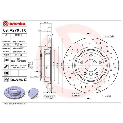 Rear Premium Rotor by BREMBO - 09.A270.1X pa4