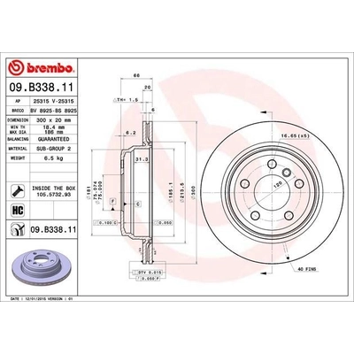 Rear Premium Rotor by BREMBO - 09.B338.11 pa8