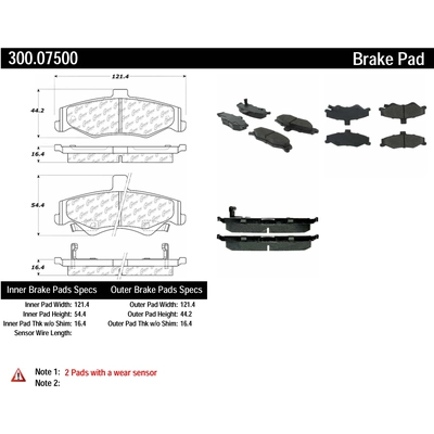 Rear Premium Semi Metallic Pads by CENTRIC PARTS - 300.07500 pa1