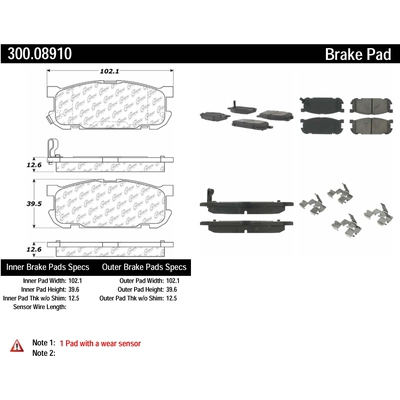 Rear Premium Semi Metallic Pads by CENTRIC PARTS - 300.08910 pa2