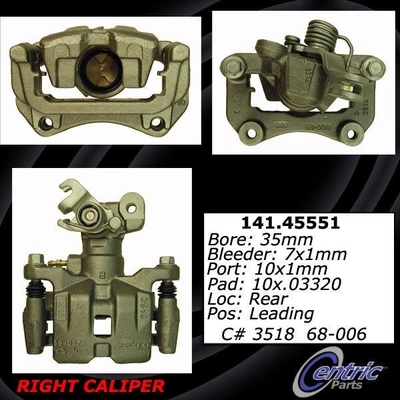 Rear Right Rebuilt Caliper With Hardware by CENTRIC PARTS - 141.45551 pa8