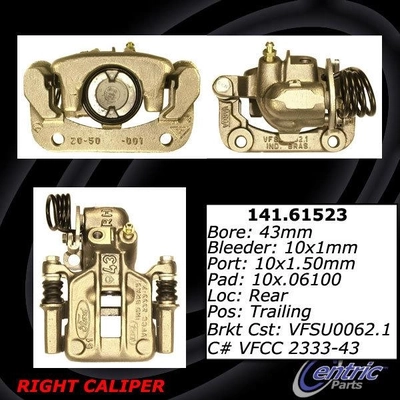 Rear Right Rebuilt Caliper With Hardware by CENTRIC PARTS - 141.61523 pa8