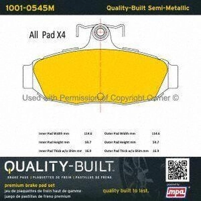 Rear Semi Metallic Pads by QUALITY-BUILT - 1001-0545M pa5