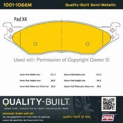 Rear Semi Metallic Pads by QUALITY-BUILT - 1001-1066M pa2