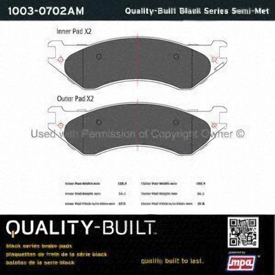 Rear Semi Metallic Pads by QUALITY-BUILT - 1003-0702AM pa1