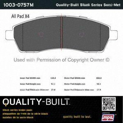 Rear Semi Metallic Pads by QUALITY-BUILT - 1003-0757M pa1