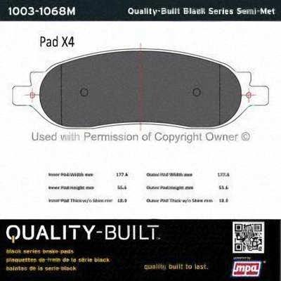 Rear Semi Metallic Pads by QUALITY-BUILT - 1003-1068M pa1